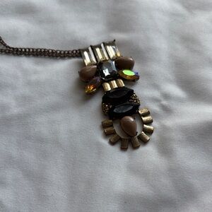 New York & Company Brown and Black Multi-Gem Pendant Necklace